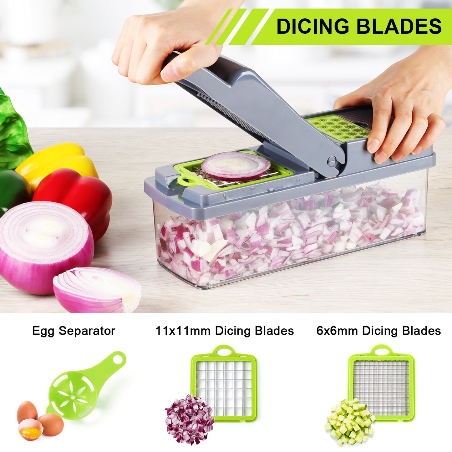 14 in 1 Multifunctional Vegetable Chopper, Mandoline Dicer, Slicer, With Container Box