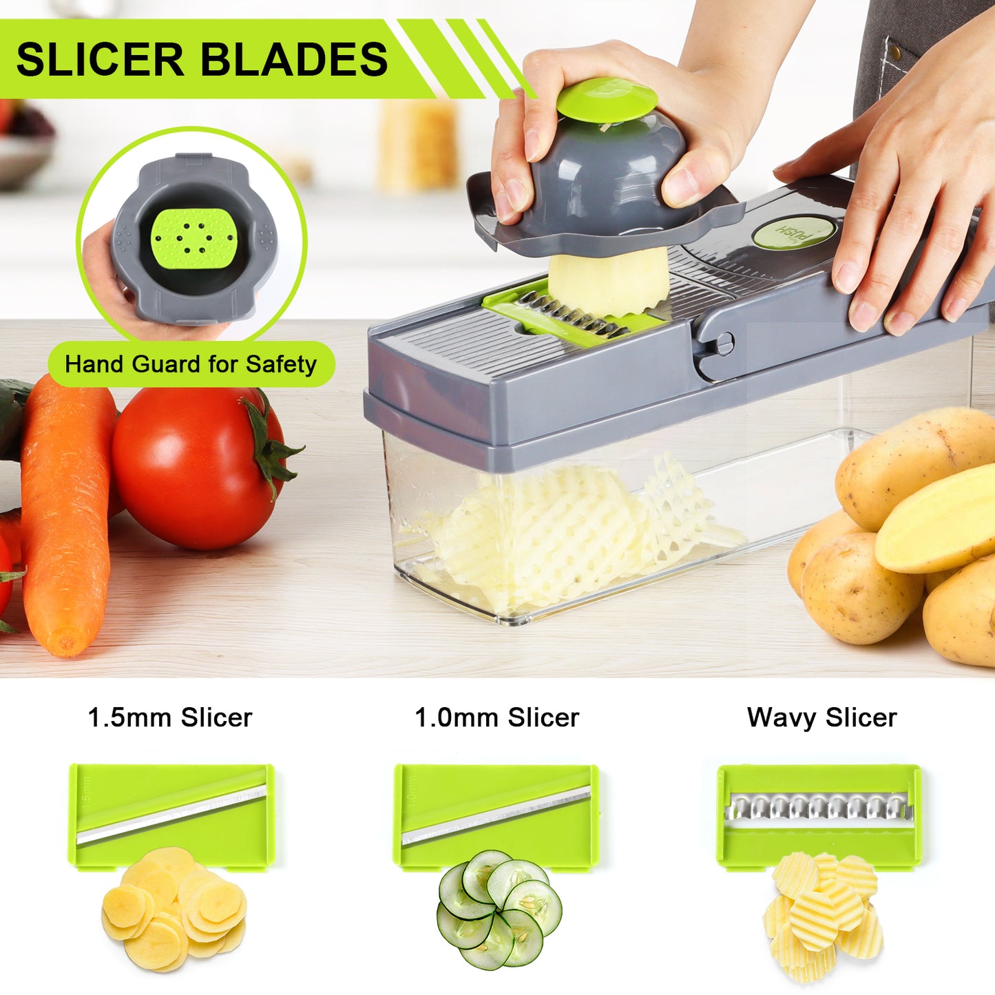 14 in 1 Multifunctional Vegetable Chopper, Mandoline Dicer, Slicer, With Container Box