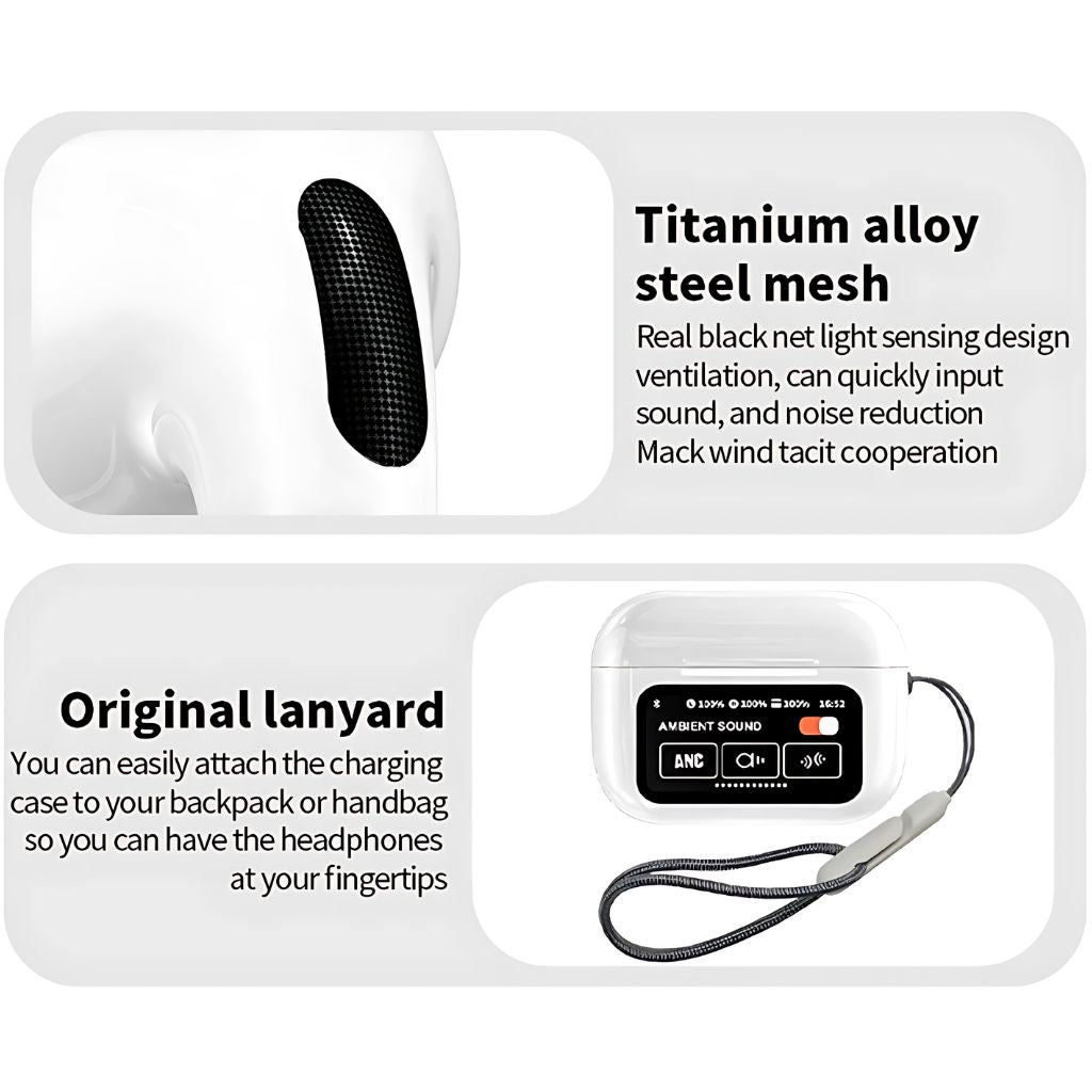 Wireless Earbuds with LCD Touchscreen